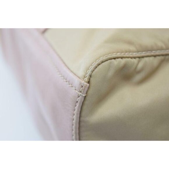 Prada Color Block Pink and Beige Suede Canvas and Leather Satchel - Picture 6 of 10